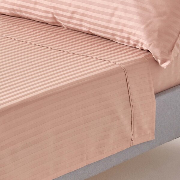 Taupe Beige Egyptian Cotton Satin Stripe Flat Sheet 330 TC, Single