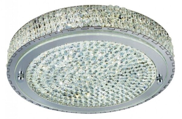 Searchlight 2713CC Vesta LED Flush Ceiling Light In Chrome With Crystal Center Decoration - Dia:300mm