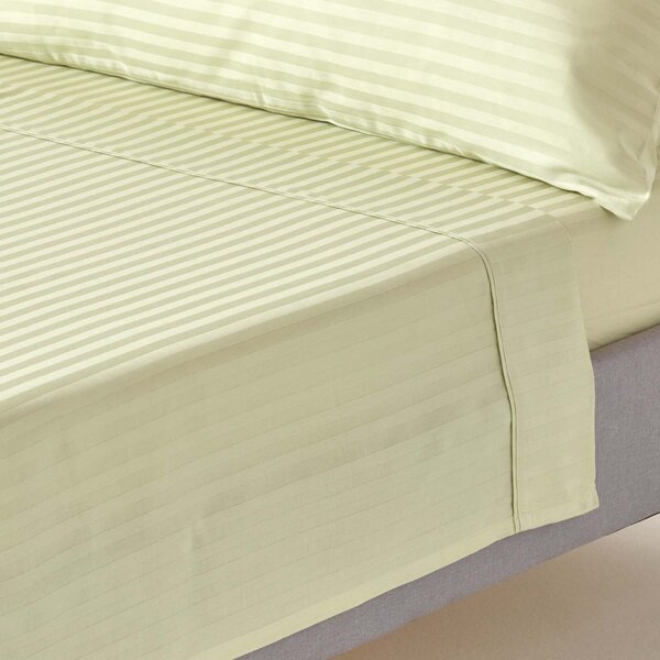 Sage Green Egyptian Cotton Satin Stripe Flat Sheet 330 TC, Single