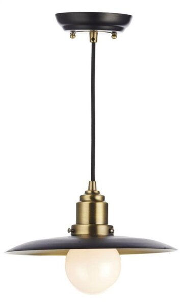 Dar HAN0154 Hannover Ceiling Pendant Light in Antique Brass and Black