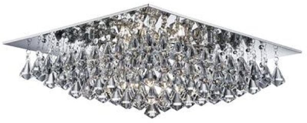 Searchlight 7308-8CC Hanna 8 Light Flush Ceiling Light In Chrome/Crystals - Small - Length: 550mm