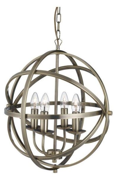 Searchlight 2474-4AB Orbit 4 Light Ceiling Pendant Light In Antique Brass