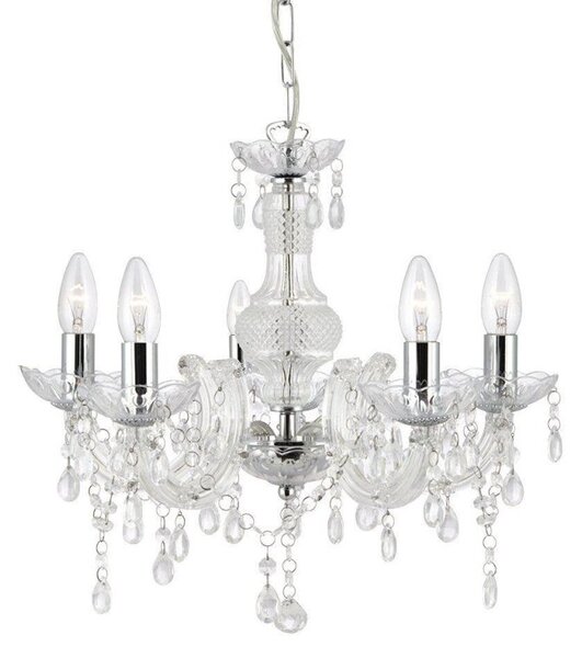 Searchlight 1455-5CL Marie Therese 5 Light Ceiling Pendant Light In Chrome