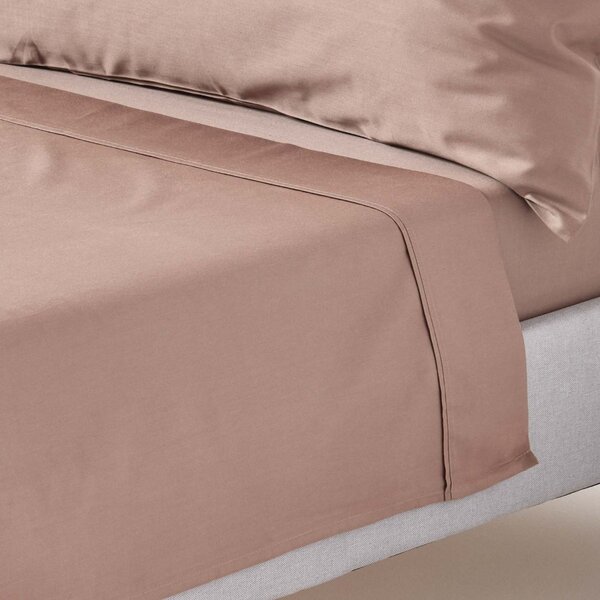 Homescapes Brown Organic Cotton Flat Sheet 400 Thread count, Single