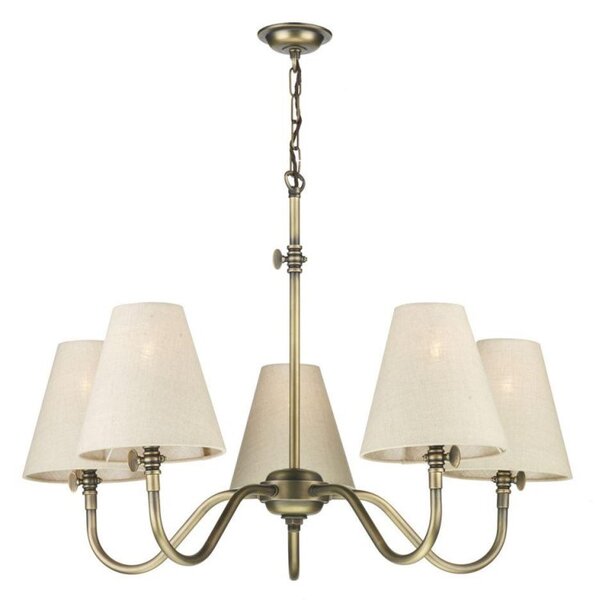 David Hunt Lighting HIC0575 + HIC26 Hicks 5 Light Brass Ceiling Pendant with Shades