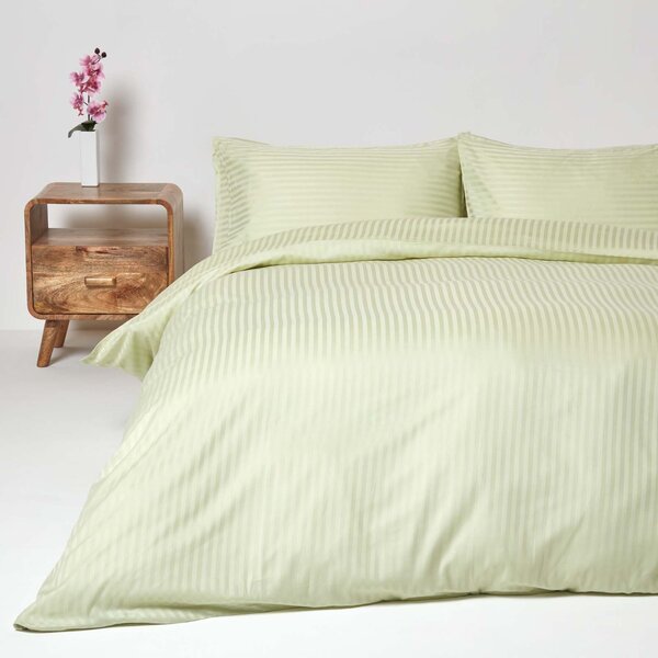 Sage Green Egyptian Cotton Single Duvet Cover with One Pillowcase, 330 TC