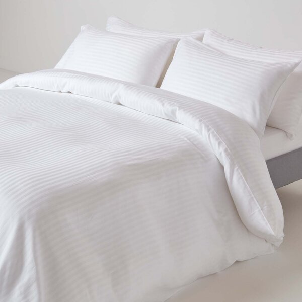 White Egyptian Cotton Single Duvet Cover with One Pillowcase, 330 TC