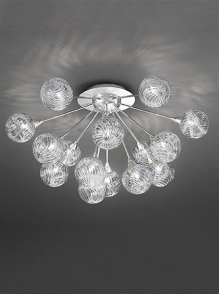 F2329/15 Chrome 15 Light Textured Glass Ceiling Light