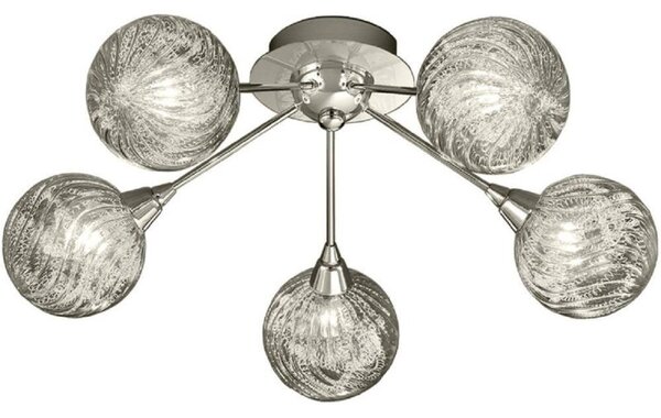 F2329/5 Chrome 5 Light Textured Glass Ceiling Light