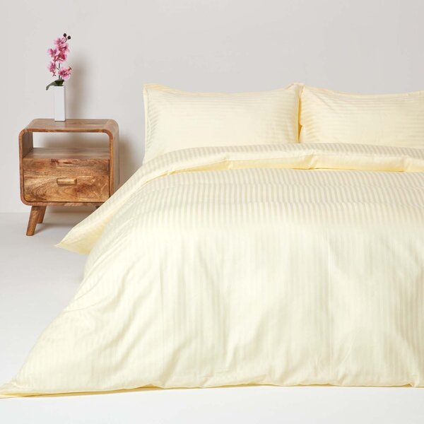 Pastel Yellow Egyptian Cotton Single Duvet Cover with One Pillowcase, 330 TC