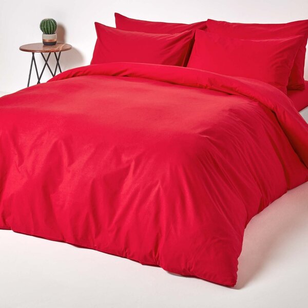 Red Egyptian Cotton Single Duvet Cover with One Pillowcase, 200 TC