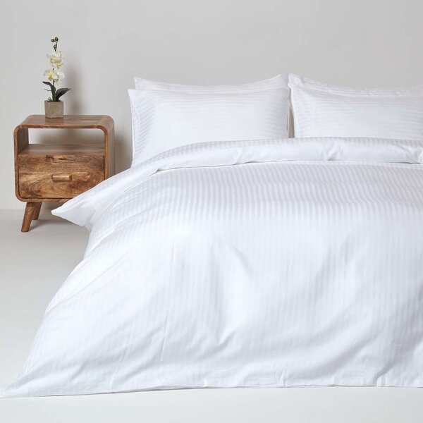 White Egyptian Cotton Single Duvet Cover with One Pillowcase, 330 TC