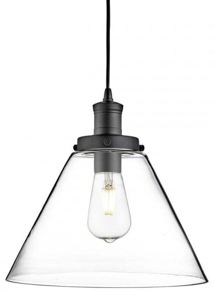 Searchlight 3228BK Pyramid 1 Light Ceiling Pendant Light In Black With Clear Glass