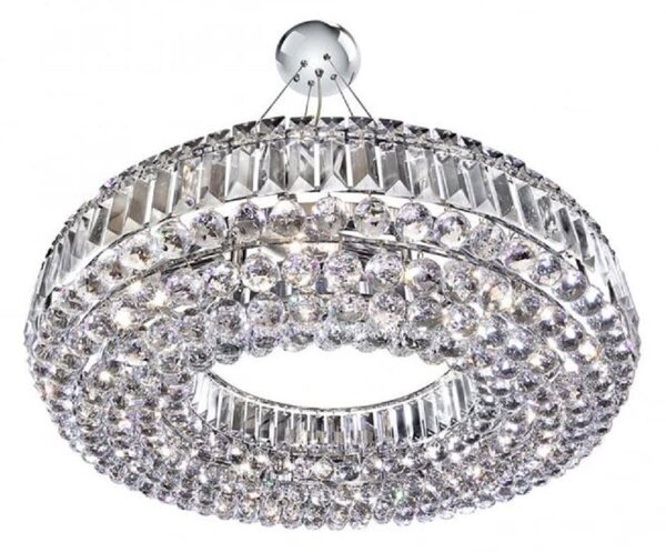 Searchlight 9392CC Vesuvius 10 Light Pendant Round Ceiling Light In Chrome And Crystal
