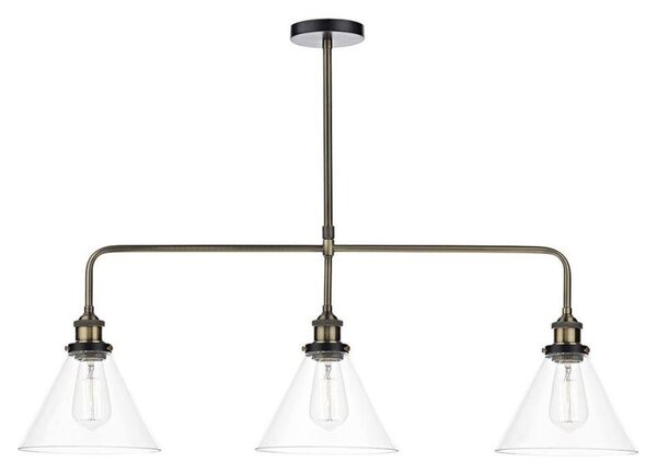 Dar RAY0375 3 light Clear Glass Bar Pendant Light