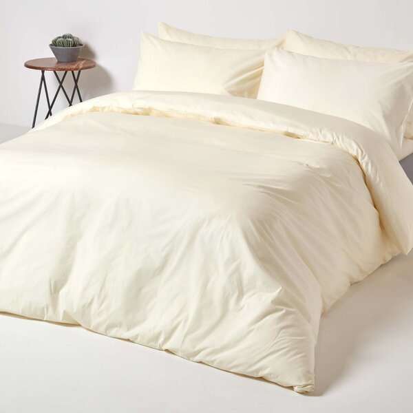 Cream Egyptian Cotton Single Duvet Cover with One Pillowcase, 200 TC