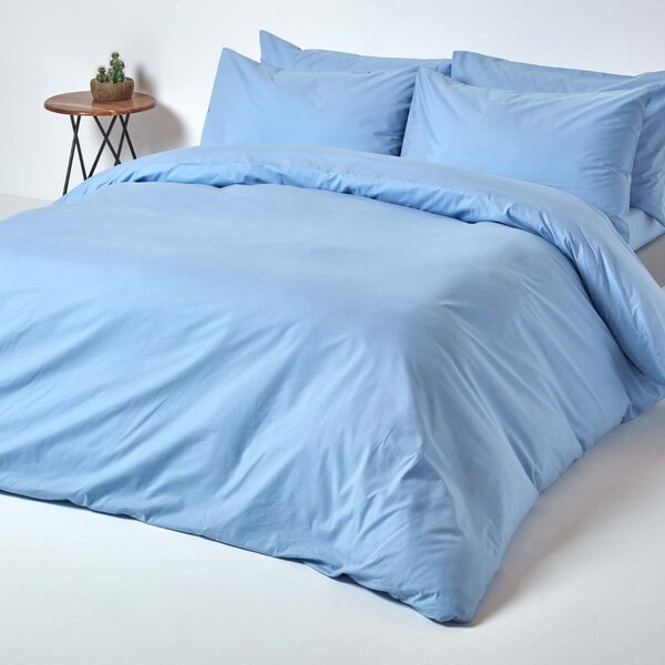 Blue Egyptian Cotton Single Duvet Cover with One Pillowcase, 200 TC