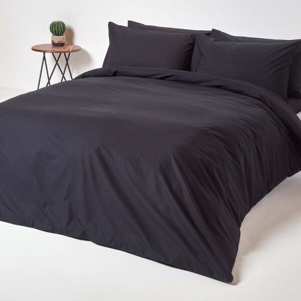 Black Egyptian Cotton Single Duvet Cover with One Pillowcase, 200 TC