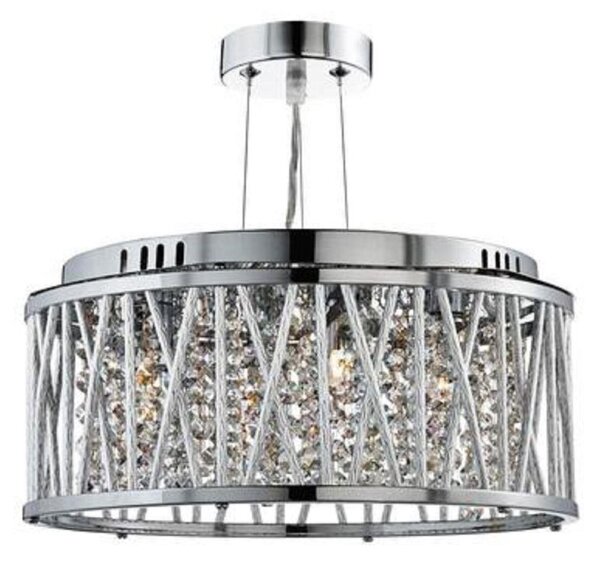 Searchlight 8333-3CC Elise 3 Light Ceiling Pendant Light In Chrome With Crystal Droplets