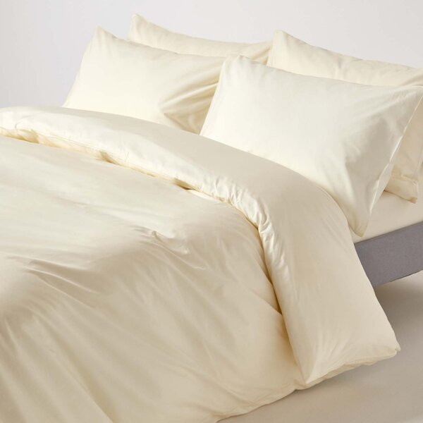 Cream Egyptian Cotton Single Duvet Cover with One Pillowcase, 200 TC