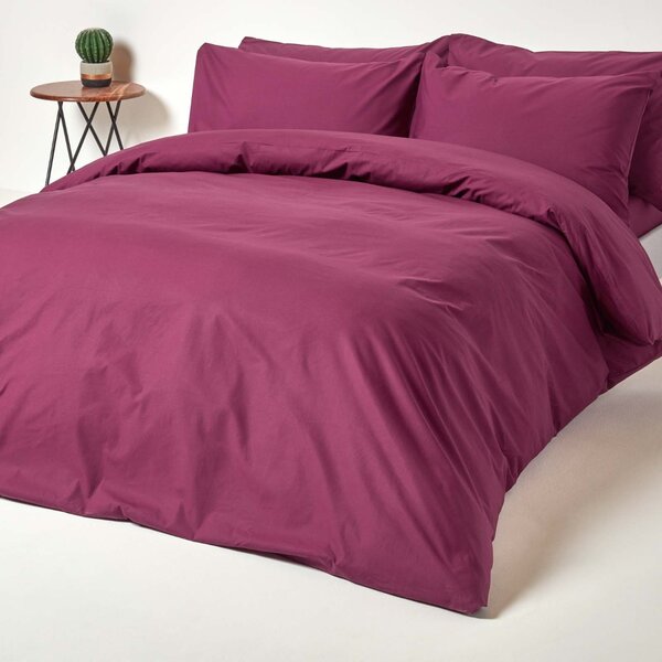 Plum Egyptian Cotton Single Duvet Cover with One Pillowcase, 200 TC