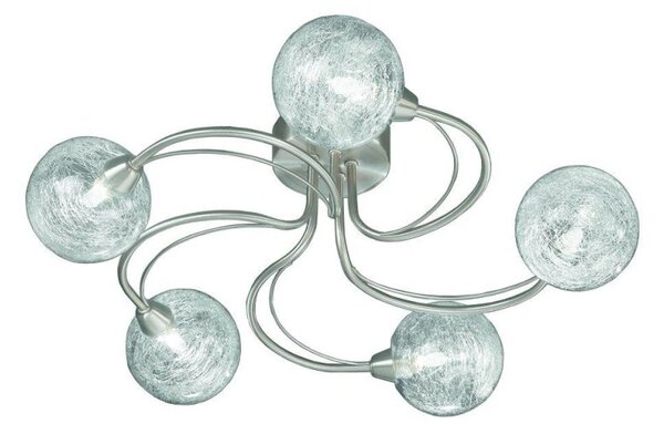 F2327/5 Satin Nickel 5 Light Ceiling Light with Spun Glass Shades