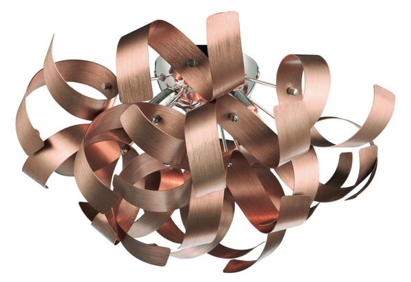 Dar RAW0464 Rawley 4 Light Metal Copper Flush Ceiling Light
