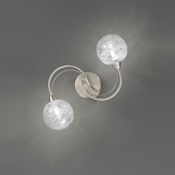 F2327/2 Satin Nickel 2 Light Ceiling or Wall Light with Spun Glass Shades