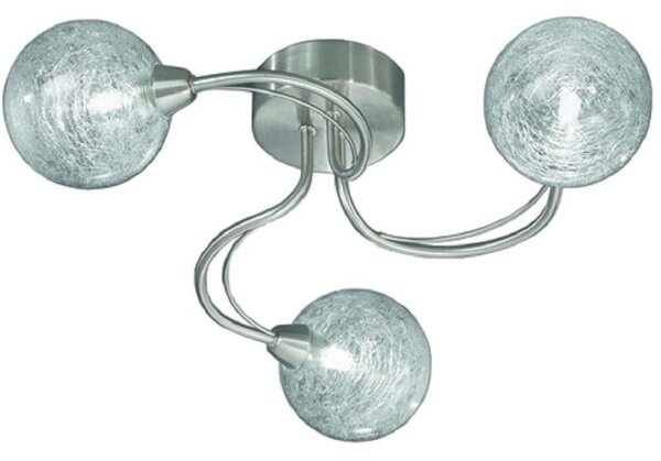 F2327/3 Satin Nickel 3 Light Ceiling Light with Spun Glass Shades