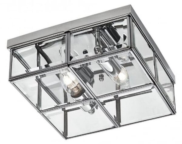 Searchlight 6769-26CC 2 Light Flush Ceiling Light In Chrome Frame With Bevelled Glass