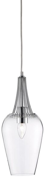 Searchlight 8911CC Whisk 1 Light Ceiling Pendant Light In Chrome With Clear Glass
