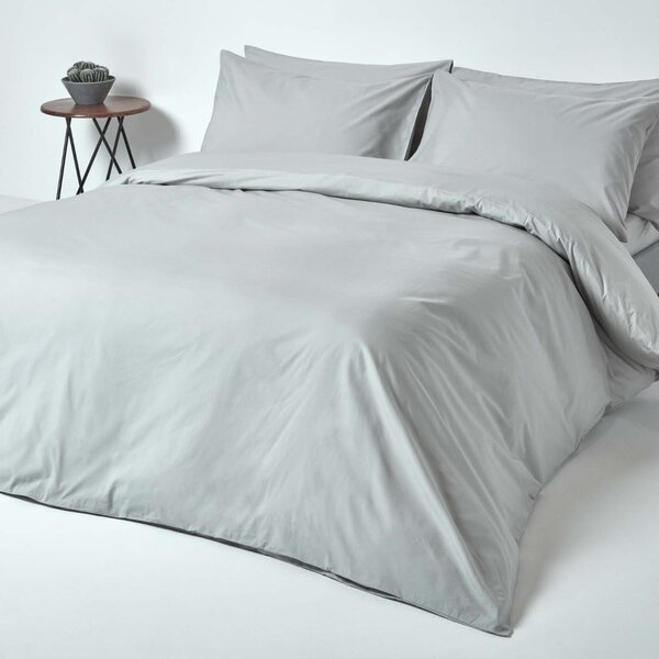 Silver Grey Egyptian Cotton Single Duvet Cover with One Pillowcase, 200 TC