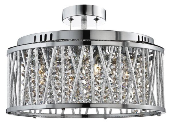 Searchlight 8335-5CC Elise 5 Light Ceiling Pendant Light In Chrome With Crystal Droplets