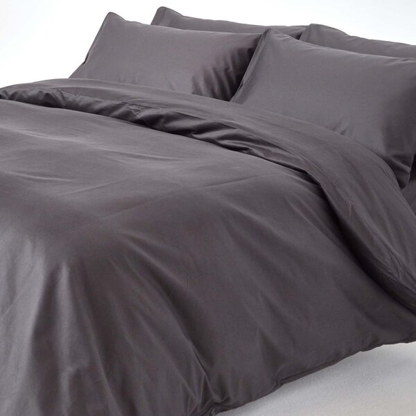 Dark Charcoal Grey Egyptian Cotton Duvet Cover with Pillowcases 1000 TC, Double