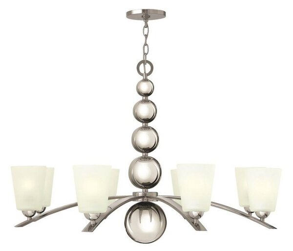 HK/ZELDA8 PN Polished Nickel Zelda 8 Light Chandelier with Glass Shades