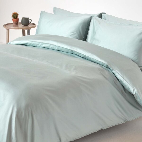 Duck Egg Blue Organic Cotton Duvet Cover Set 400 Thread count, Single