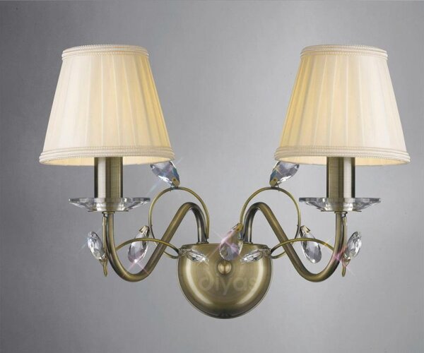 Diyas IL31222 + ILS31228 Willow Wall Light in Antique Brass with Shades