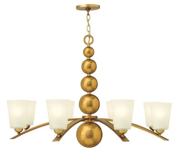 HK/ZELDA8 VS Vintage Brass Zelda 8 Light Chandelier with Glass Shades