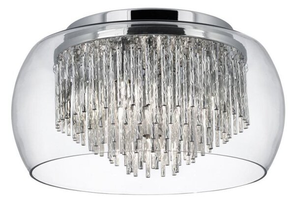 Searchlight 4624-4CC Curva 4 Light Flush Ceiling Light In Chrome And Clear Glass