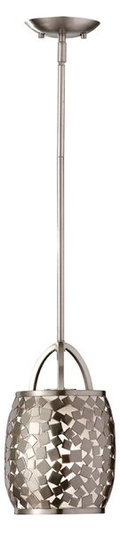 FE-ZARA-P Brushed Steel Zara Mosaic Ceiling Pendant with Organza Shade