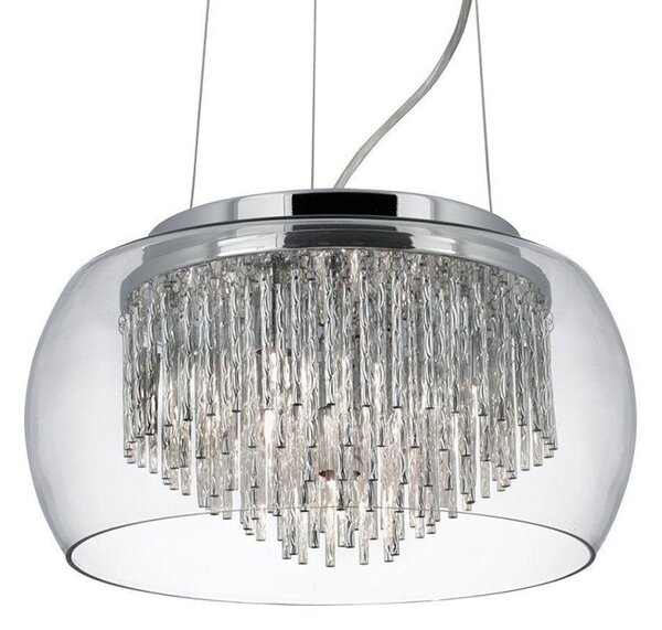 Searchlight 3624-4CC Curva 4 Light Ceiling Pendant Light In Chrome With Clear Glass