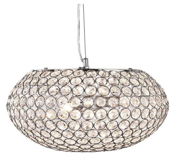 Searchlight 7163-3CC Chantilly 3 Light Oval Ceiling Pendant Light In Chrome With Crystal Buttons
