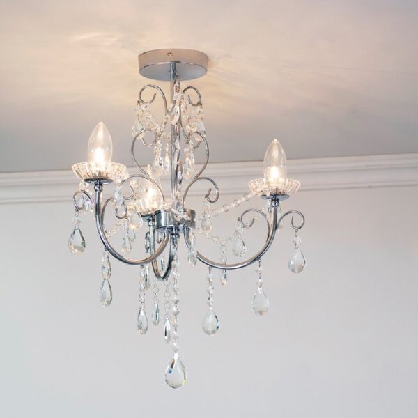 Endon 61251 Tabitha Crystal Glass Semi Flush Ceiling Light IP44