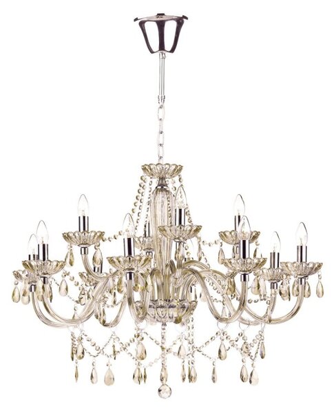 Dar RAP1206 Raphael 12 Light Chrome and Glass Chandelier