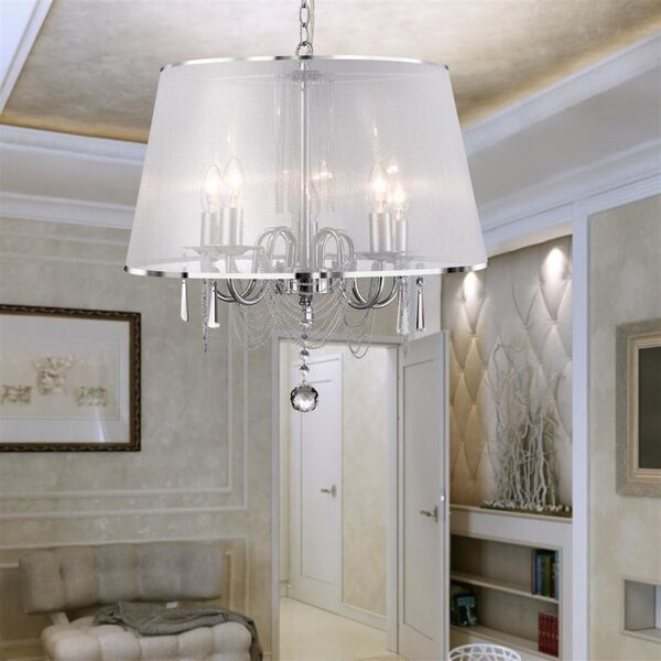 Searchlight 1485-5CC Venetian Ceiling Pendant Light with White Shade