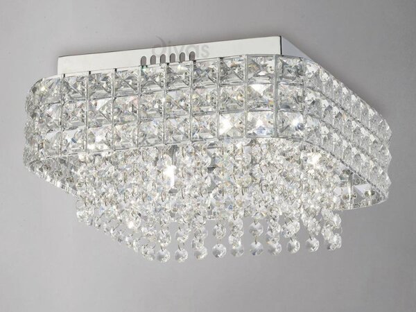 Diyas IL31152 Edison 4 Light Crystal Flush Ceiling Light