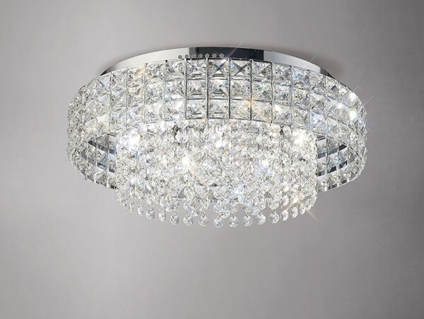 Diyas IL31151 Edison 7 Light Crystal Flush Ceiling Light