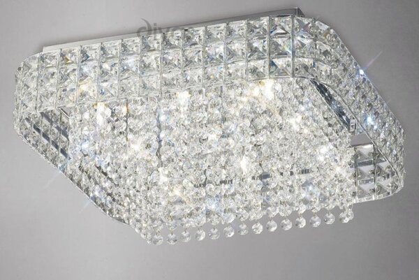 Diyas IL31153 Edison 9 Light Crystal Flush Ceiling Light