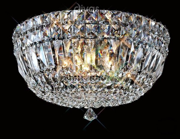 Diyas IL31480 Georgina 3 Light Crystal Ceiling Flush Light