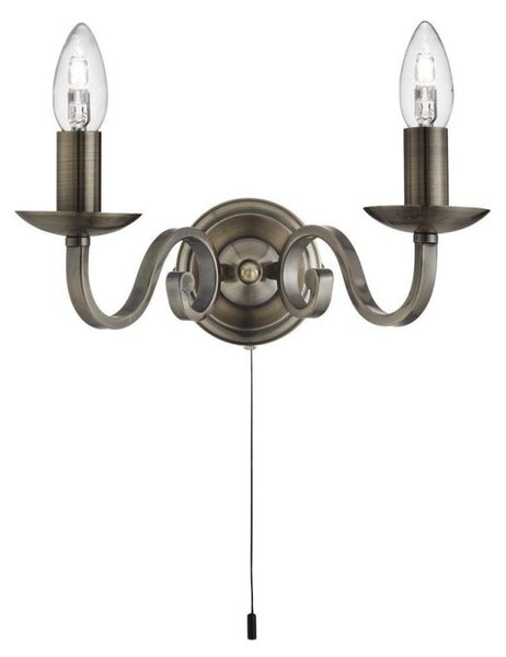 Searchlight 1502-2AB Richmond Wall Light in Antique Brass Finish